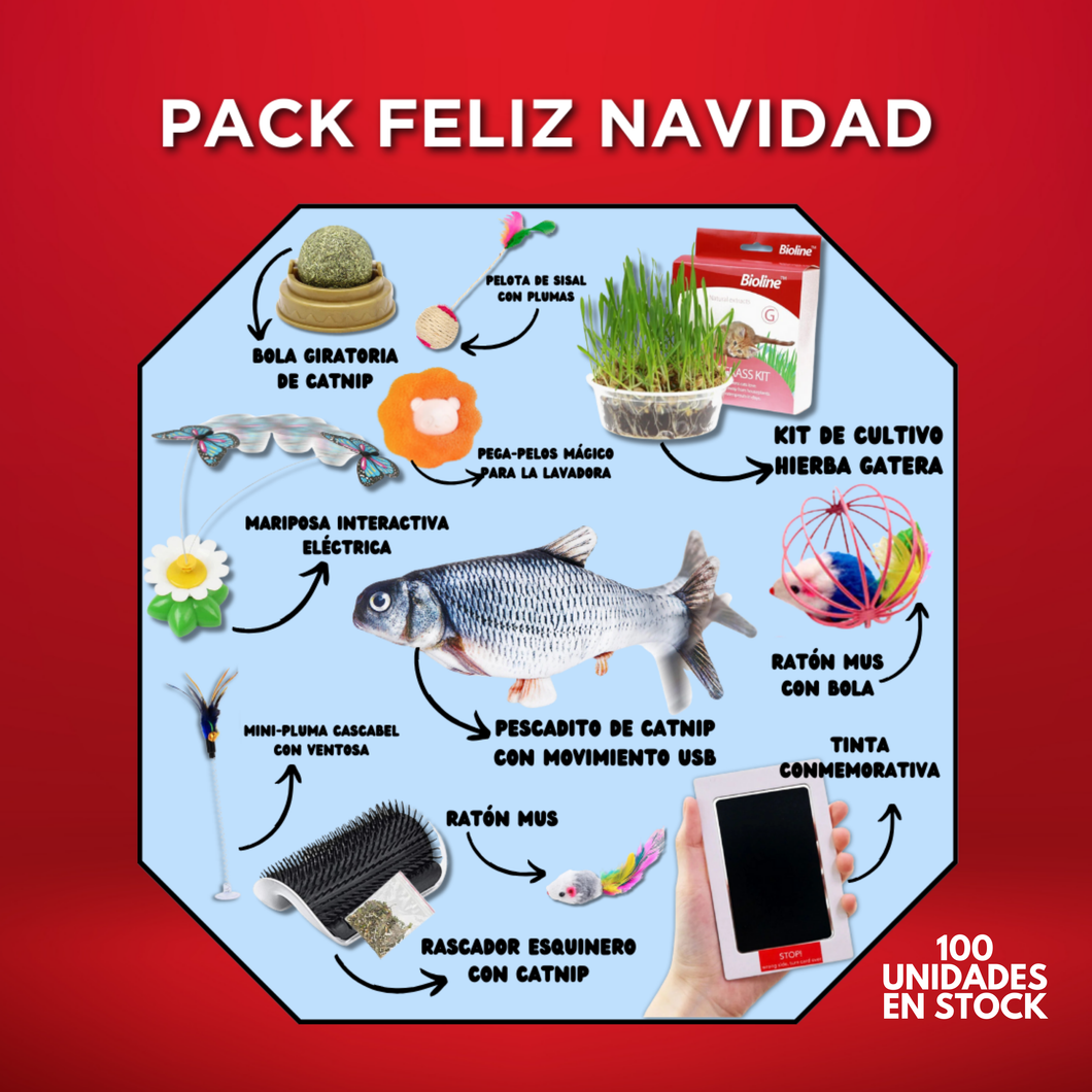 Pack Gato Feliz Navidad - 11 productos + bolsa exclusiva @mundodelgato