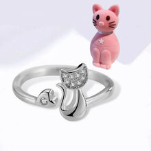 Cargar imagen en el visor de la galería, Anillo elegante ajustable con diseño felino - Plata 925
