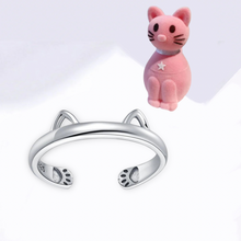 Cargar imagen en el visor de la galería, Anillo gatuno ajustable - Plata 925
